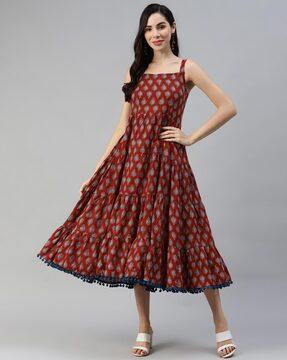 paisley print a-line dress