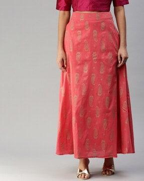 paisley print a-line skirt