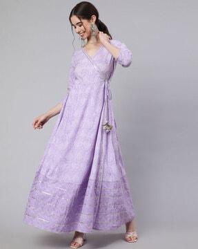paisley print angrakha dress