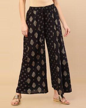 paisley print ankle length palazzos