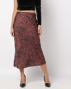 paisley print bias cut a-line skirt