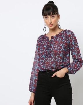 paisley print blouson top