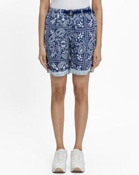 paisley print city shorts with elasticated waist