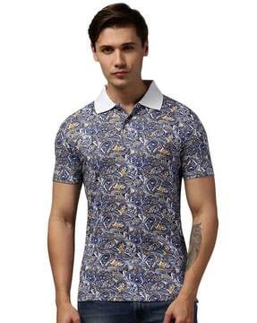 paisley print cotton polo t-shirt