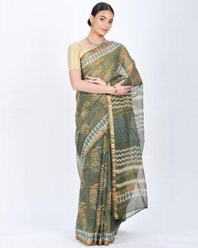 paisley print cotton saree