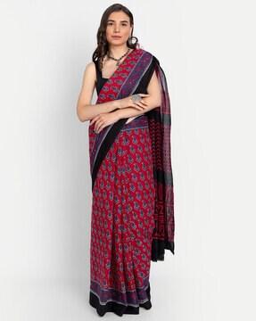 paisley print cotton saree