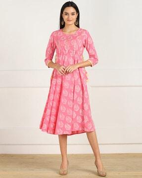 paisley print fit & flare dress