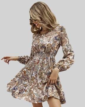 paisley print fit & flare dress