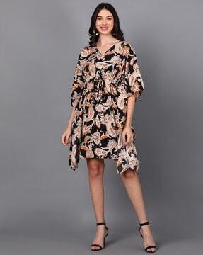 paisley print fit & flare dress