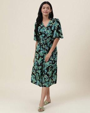 paisley print fit & flare dress