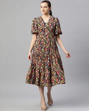 paisley print fit & flare dress