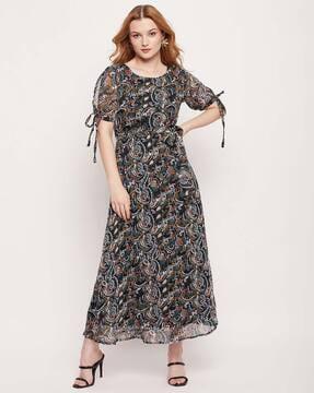 paisley print fit & flare dress