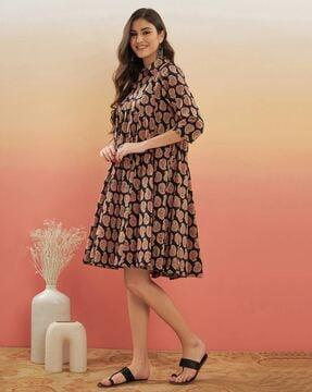 paisley print fit & flare dress