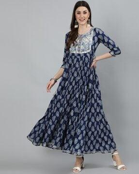 paisley print flared kurta