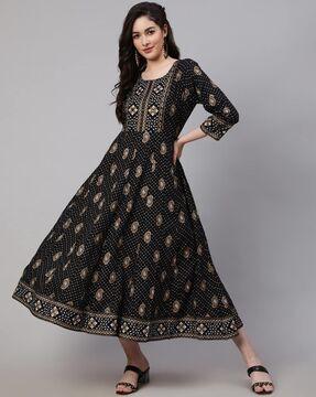 paisley print flared kurta