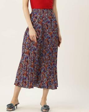 paisley print flared skirt with elasticated waist