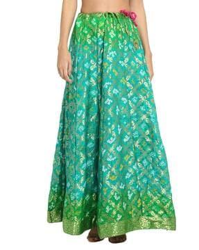 paisley print flared skirt with tassels