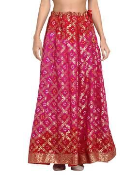 paisley print flared skirt with tassels