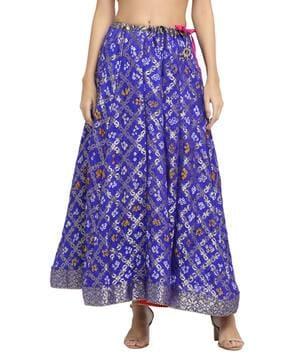 paisley print flared skirt with tassels