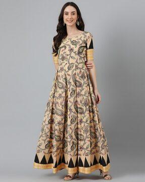 paisley print gown dress