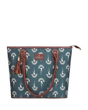 paisley print handbag with tassels