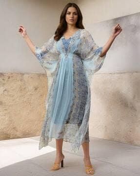 paisley print kaftan dress with camisole