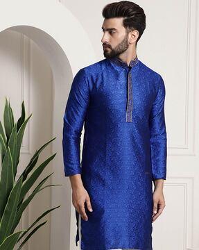 paisley print mandarin-collar kurta