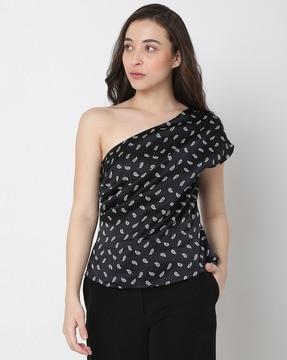 paisley print one-shoulder top