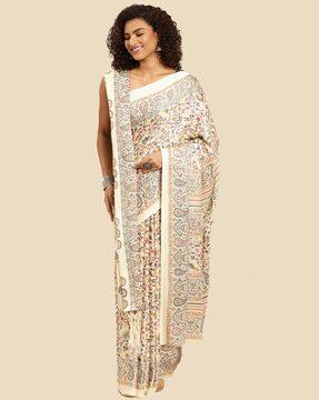 paisley print pashmina saree with shawl