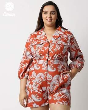 paisley print playsuit with pockets