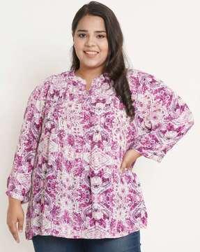 paisley print pleated tunic