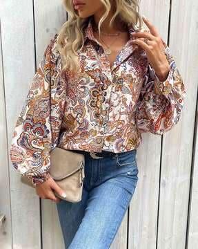 paisley print relaxed fit shirt