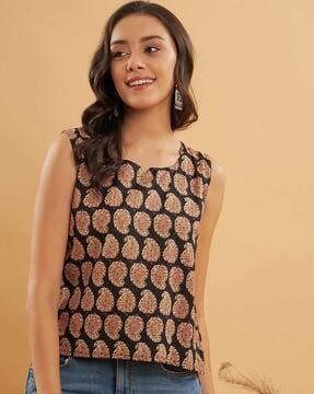 paisley print round-neck top