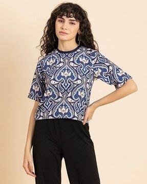 paisley print round-neck top