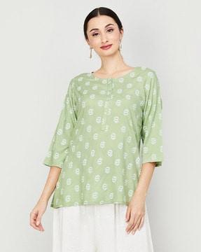 paisley print round-neck tunic