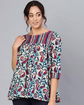 paisley print round-neck tunic