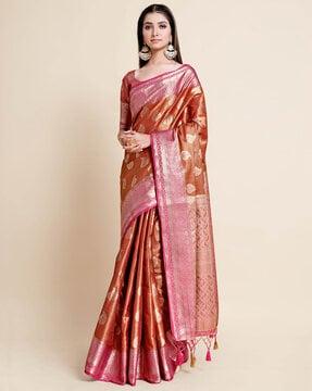 paisley print saree with blouse piece