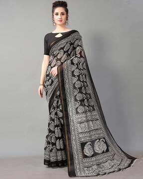 paisley print saree with zari border