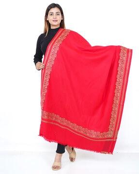 paisley print shawl with frayed border