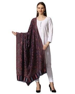 paisley print shawl with frayed hem