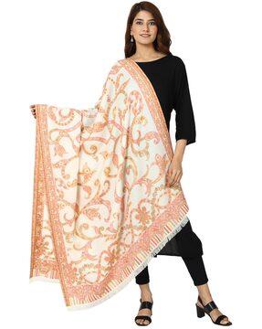 paisley print shawl with frayed hems