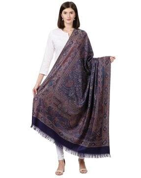 paisley print shawl with tassels