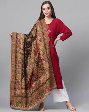 paisley print shawl with tassels