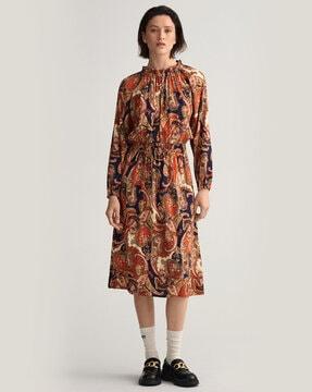 paisley print sheath dress