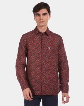 paisley print shirt with patch pocket