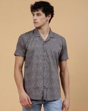 paisley print shirt with short sleeves