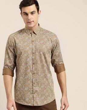 paisley print shirt with spread collar