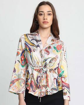 paisley print shirt with tie-up