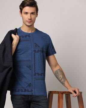 paisley print slim fit crew-neck t-shirt