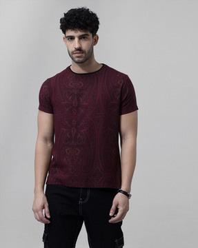 paisley print slim fit crew-neck t-shirt